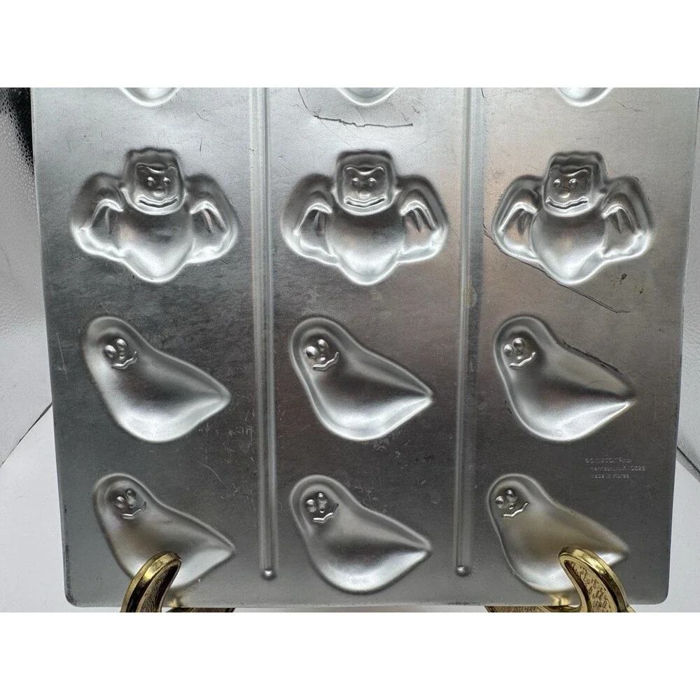 Vintage Two Amscan Halloween Metal Cookie Pan Mold Tray Press Sheets